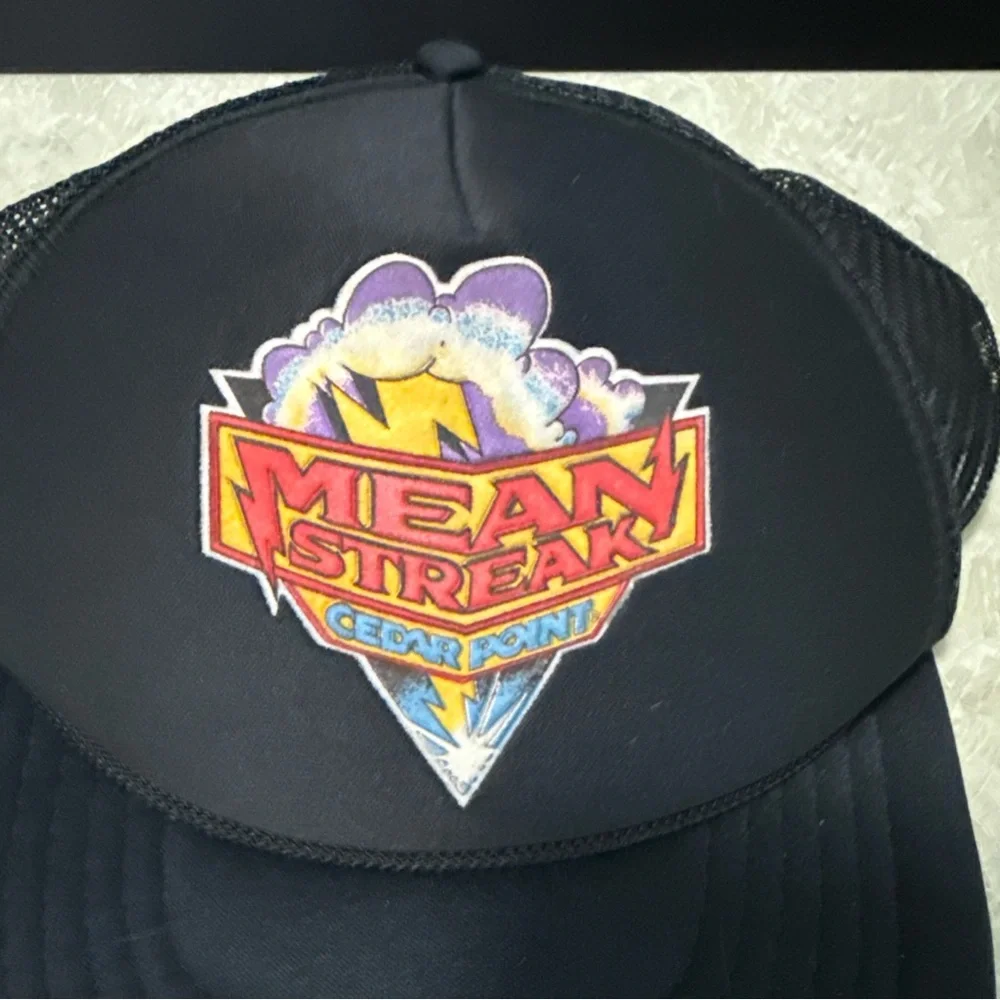 Vintage 80s Cedar Point Mean Streak Ride Trucker Hat Merch Rare Ohio Cap - Picture 2 of 6